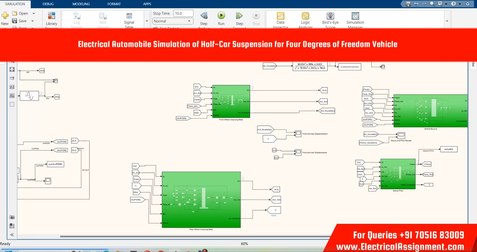 Active Suspension Half Car Model MATLAB Simulink Model screenshot 8